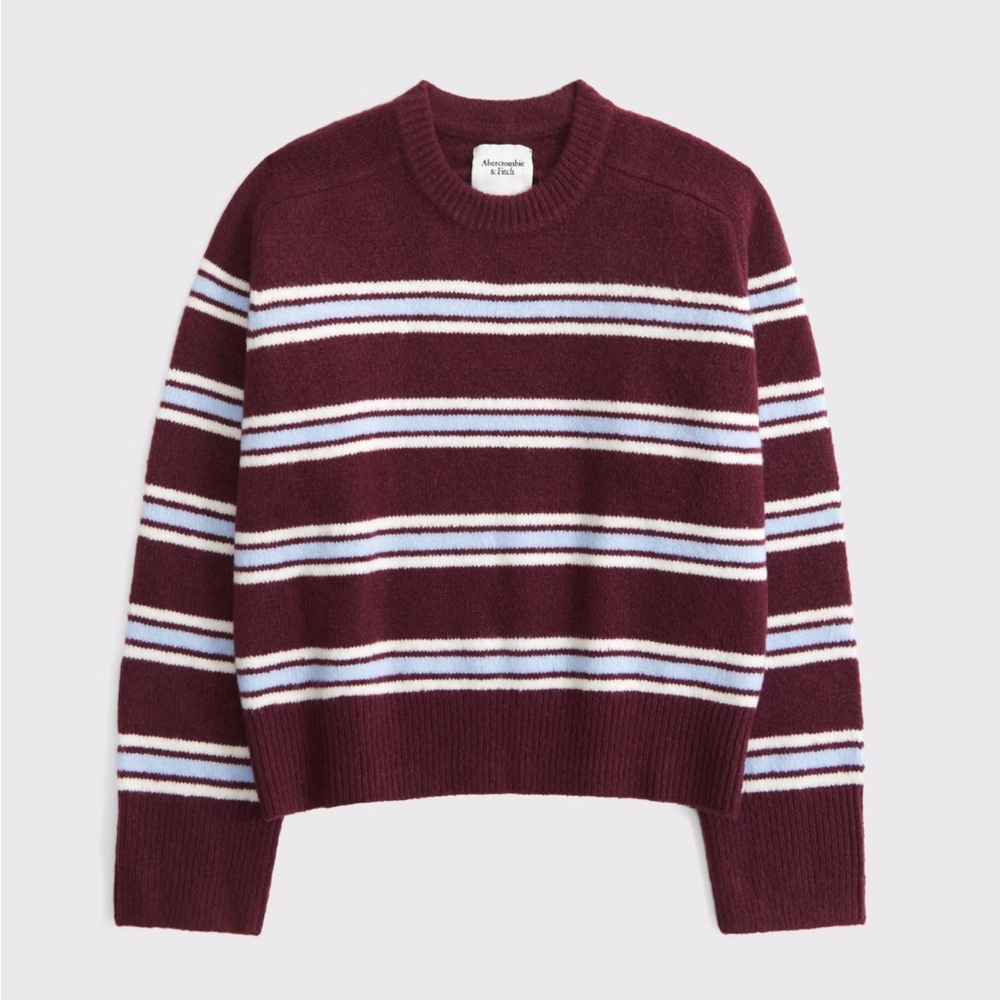 Abercrombie & Fitch Burgundy and White Striped Sweater
